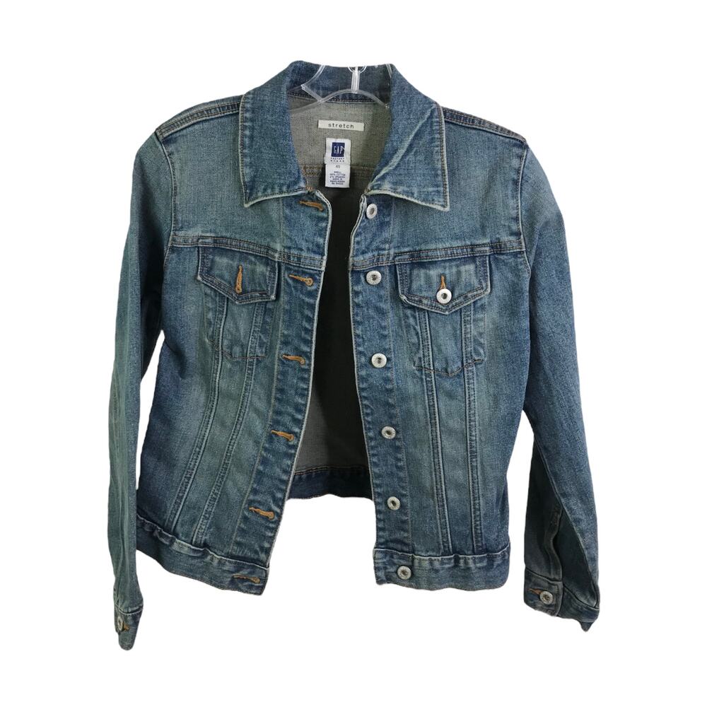 GAP Factory Women's Jean Jacket Blue Denim Medium Wash Cotton Button Front XS
